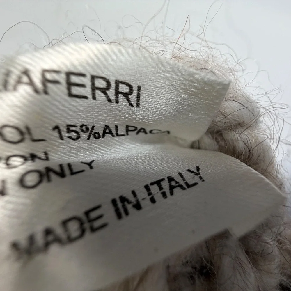Nardi & Tagliaferri Chunky Knit Wool Alpaca Pom Beanie |‎ Made in Italy | Cream